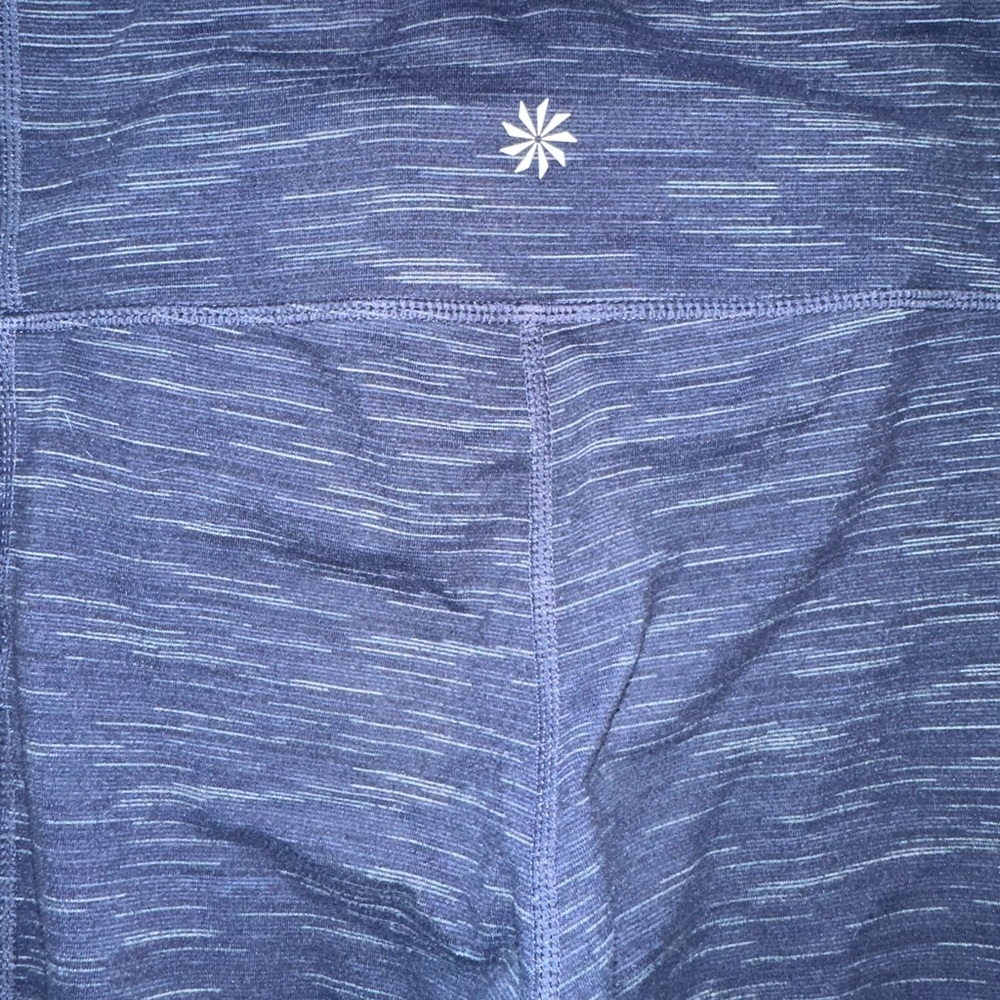 Athleta Navy Heathered Leggings with Reflective Logo